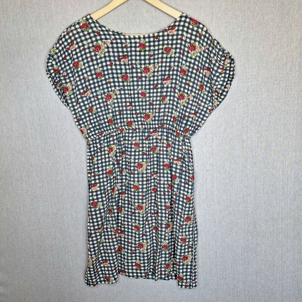 💙 Bombay Paisley Rose Print Soft Cinched T-Shirt Dress Size M/L Pockets Cottage